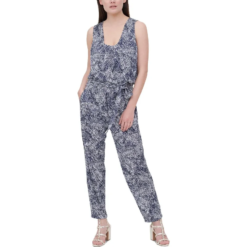 Womens Printed Surplice Jumpsuit