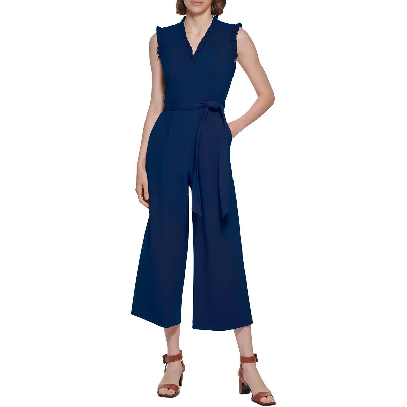 Womens Knit Rufled Jumpsuit