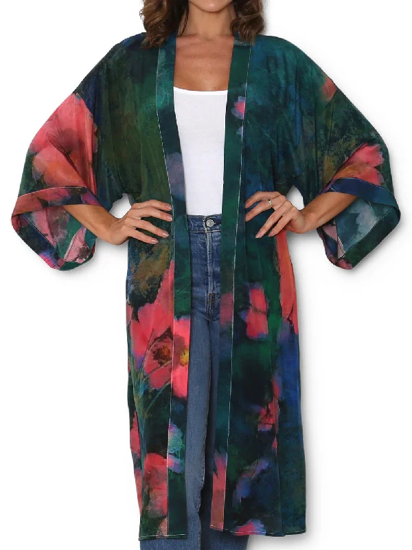 THE ARTISTS LABEL FRENCH MEADOW LONG SILK KIMONO