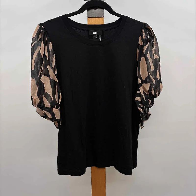 DKNY Women's Size XL Black Animal Print Short Sleeve Shirt