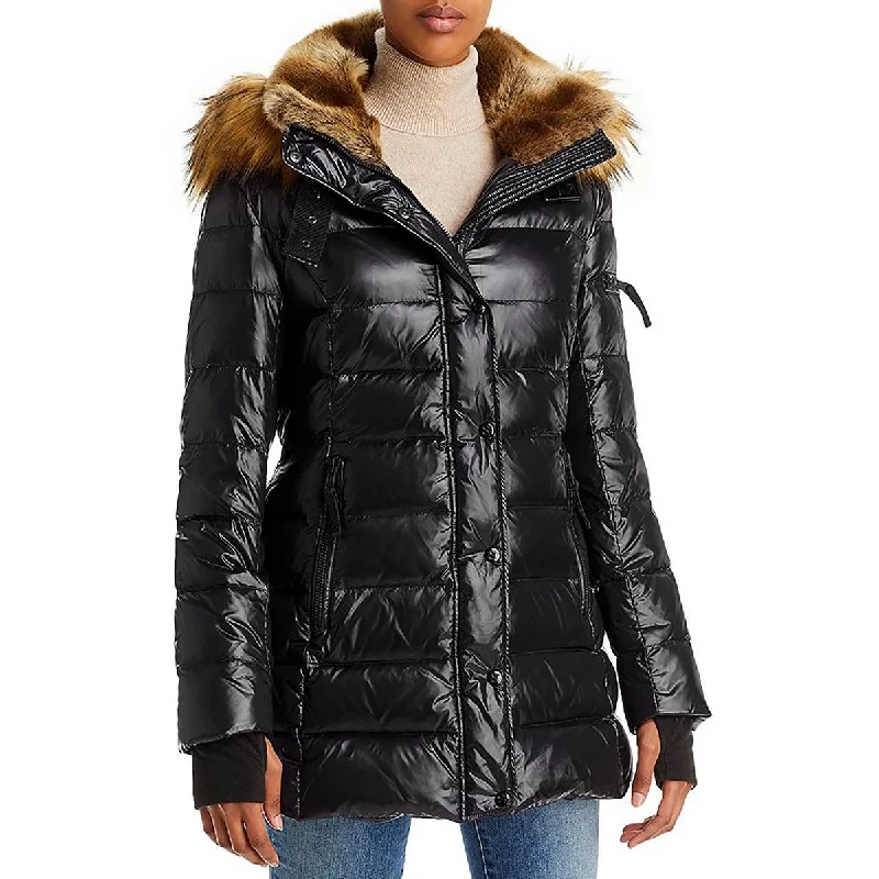 Chelsea Womens Faux Fur Trim Cold Weather Puffer Jacket