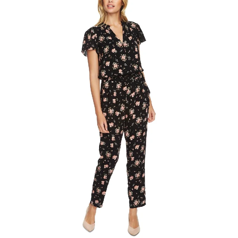 Womens Ruffled Smocked Jumpsuit