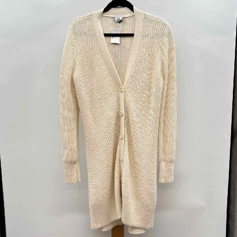 CABI Women's Size M Ivory Solid Cardigan