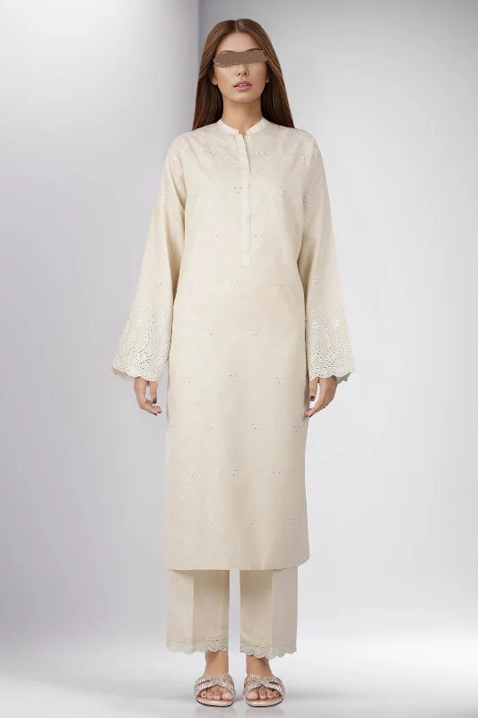 Solid Embroidered Cotton Stitched 2 Piece (Shirt/Trouser)