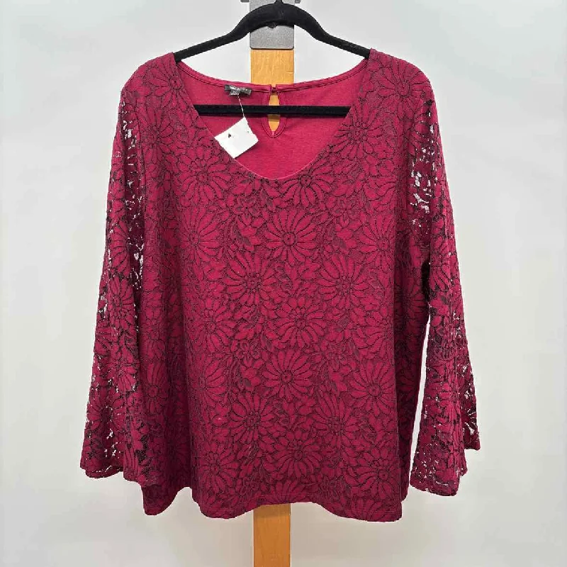 Talbots Women's Size 2X Red Lace Long Sleeve Shirt