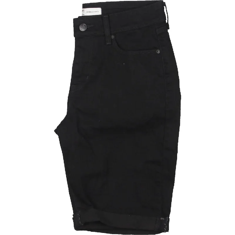 Womens Denim Mid-Rise Bermuda Shorts