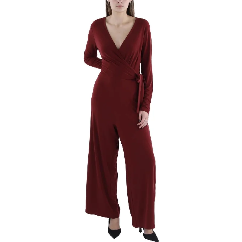 Womens Faux Wrap Side Tie Jumpsuit