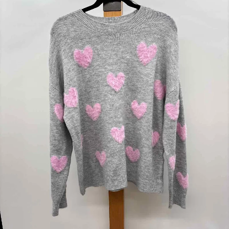 My Michele Women's Size M Gray Hearts Sweater