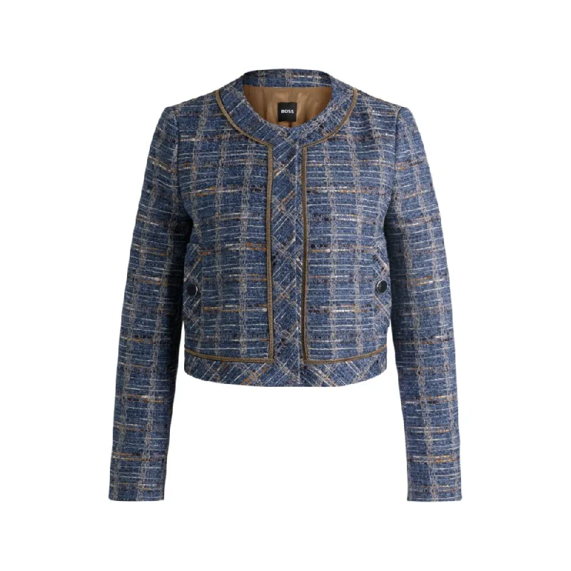 Regular-fit jacket in check tweed