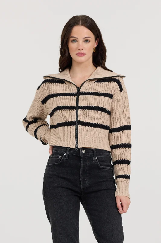 Puddle W/ Black Stripe Double Zip Sweater