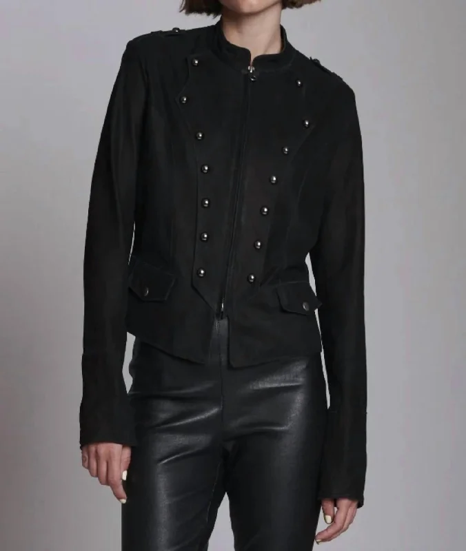 Natasha Nubuck Suede Jacket In Black