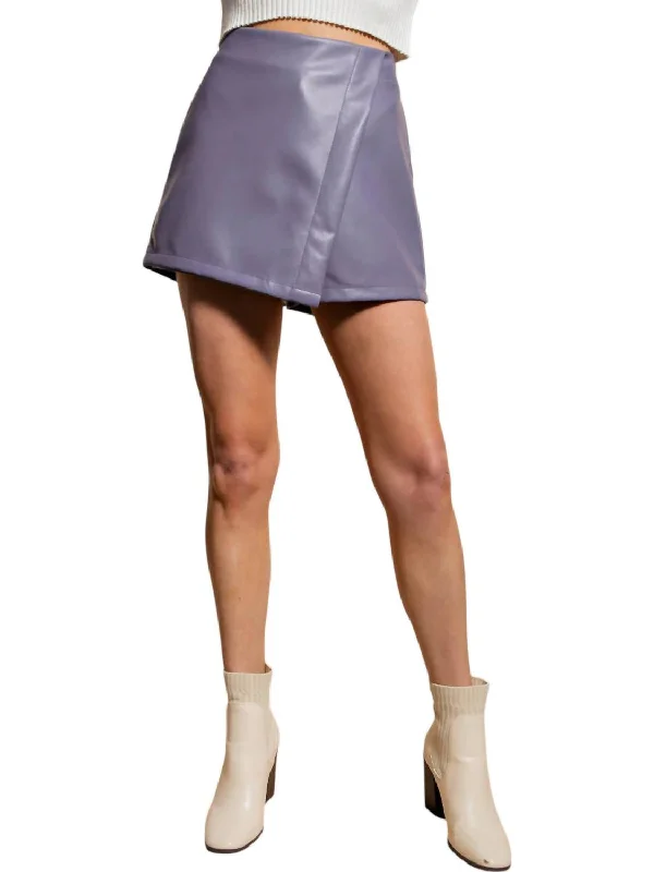 Raven Faux Leather Skort In Purple