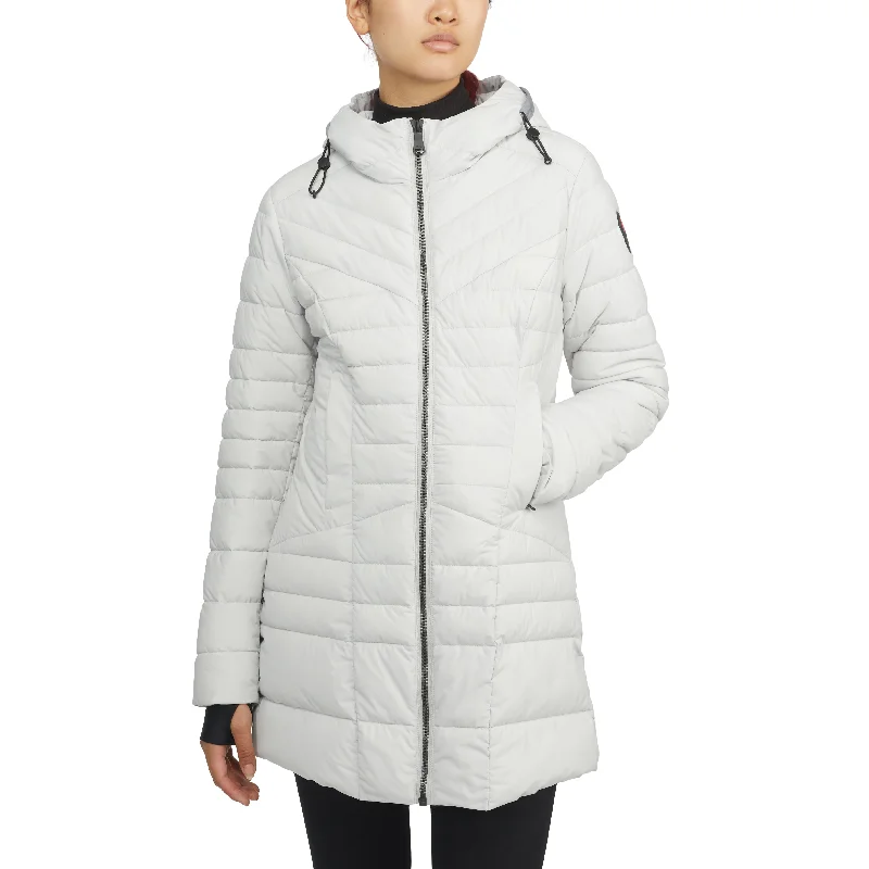 Pajar Women's Cort Light Weight Stretch Fixed Hood Puffer with Reflective Trim