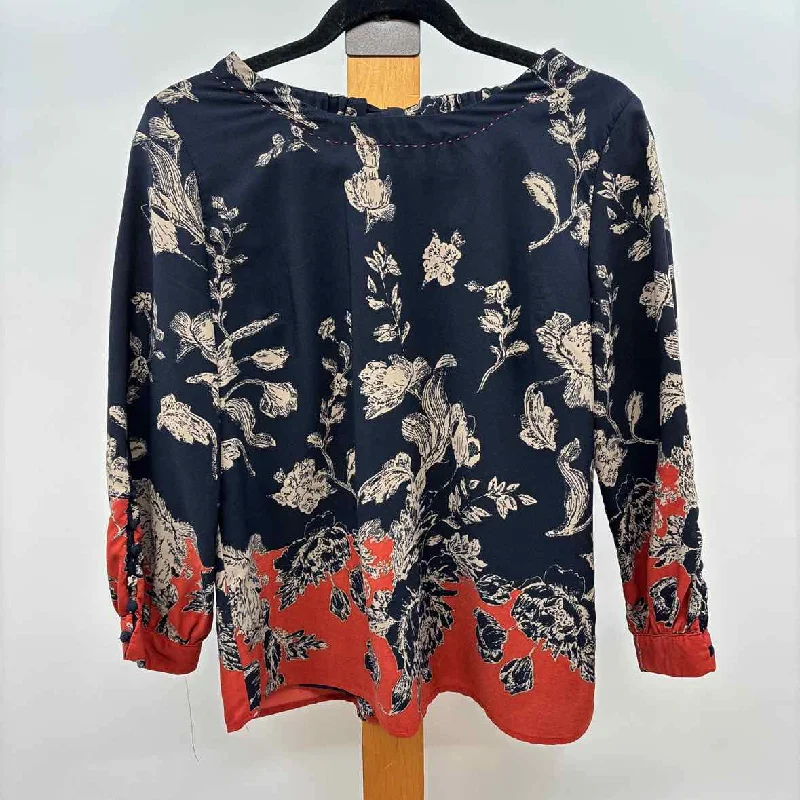 Skies Are Blue Women's Size M Navy Floral Long Sleeve Shirt