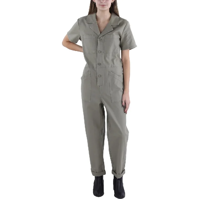 Stevie Womens Cuffed Pockets Jumpsuit