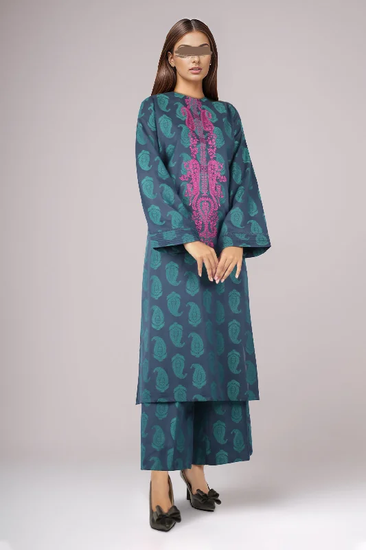 Embroidered Cotton Jacquard Stitched 2 Piece (Shirt/Trouser)