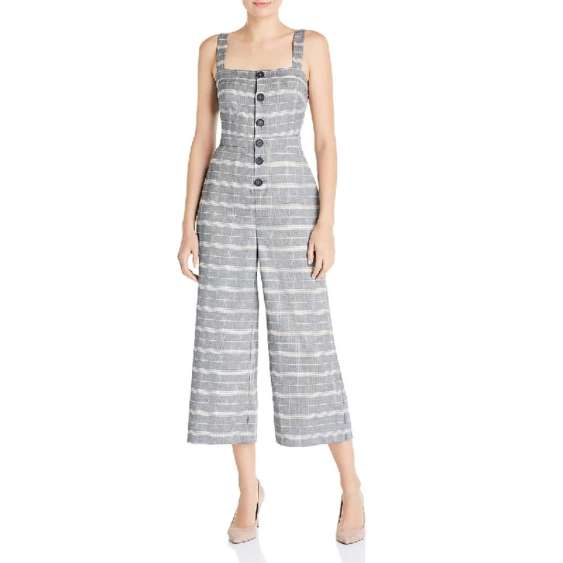 Willa Womens Plaid Checked Jumpsuit