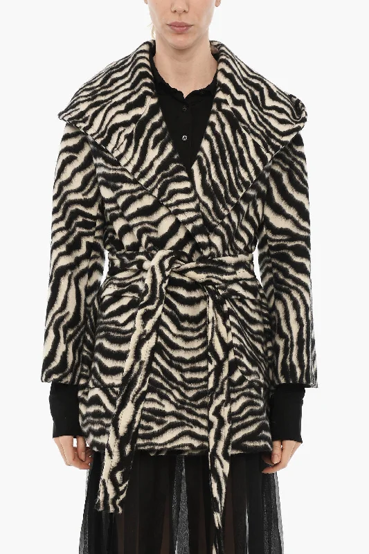 Tagliatore Animal Motif Coat with Belt