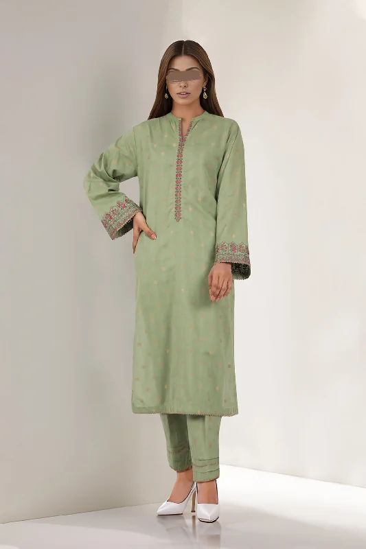 Embroidered Cotton Jacquard Stitched 2 Piece