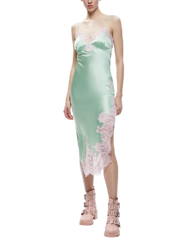 alice + olivia Kerr Lace Trim Midi Slip Dress