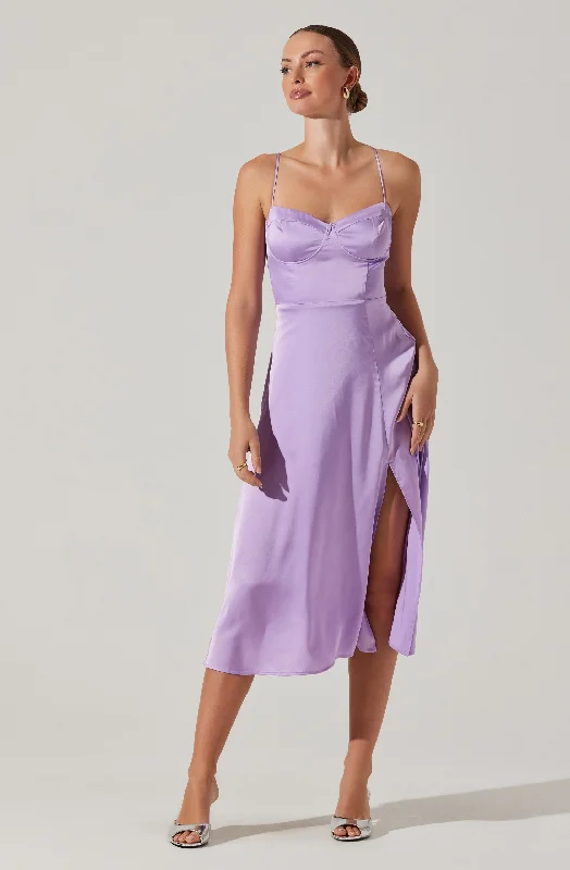 Bustier Satin Midi Dress