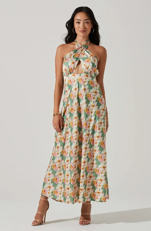 Giova Floral Halter Midi Dress