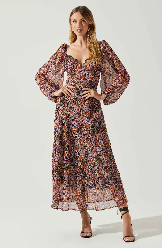 Sylvie Floral Puff Sleeve Midi Dress