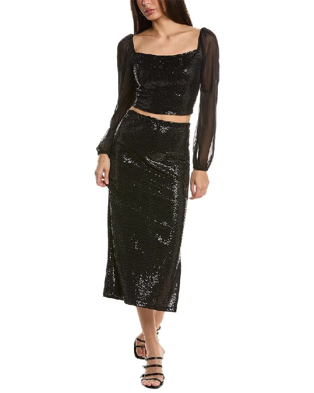 Bebe Sequined Top & Pencil Skirt Set