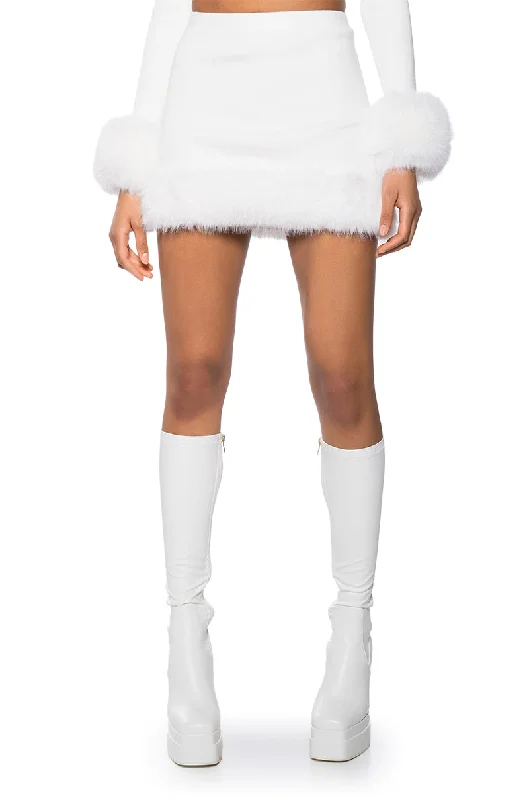 BIG MOOD FAUX FUR DETAIL MINI SKIRT