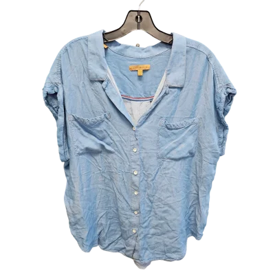 Blue Denim Top Short Sleeve Jachs Girlfirend, Size Xxl