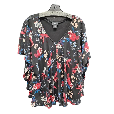 Floral Print Top Short Sleeve Liz Claiborne, Size 1x