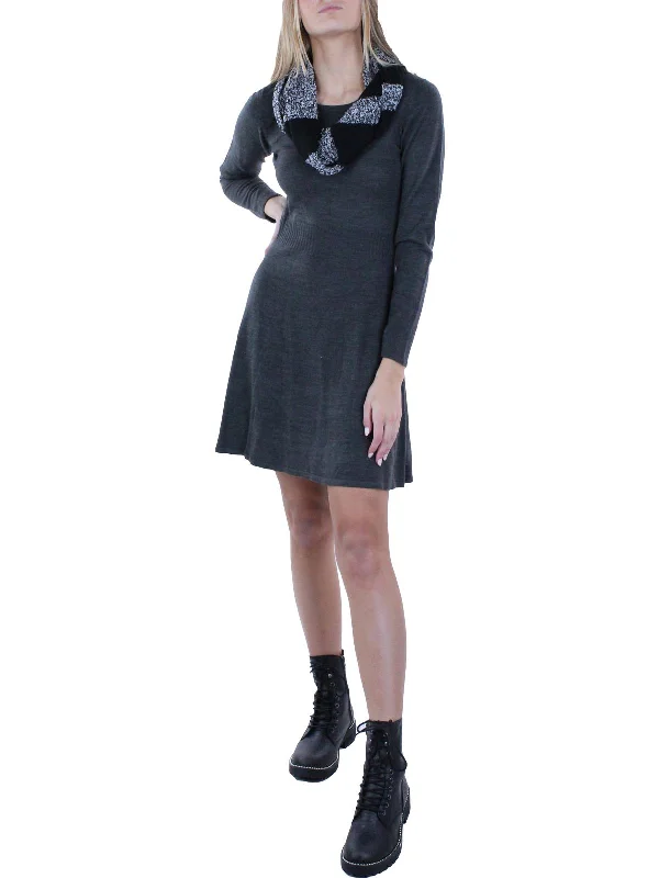 Juniors Womens Ribbed Mini Sweaterdress