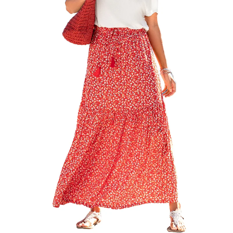 LASCANA Women's Floral Pattern Maxi Skirt