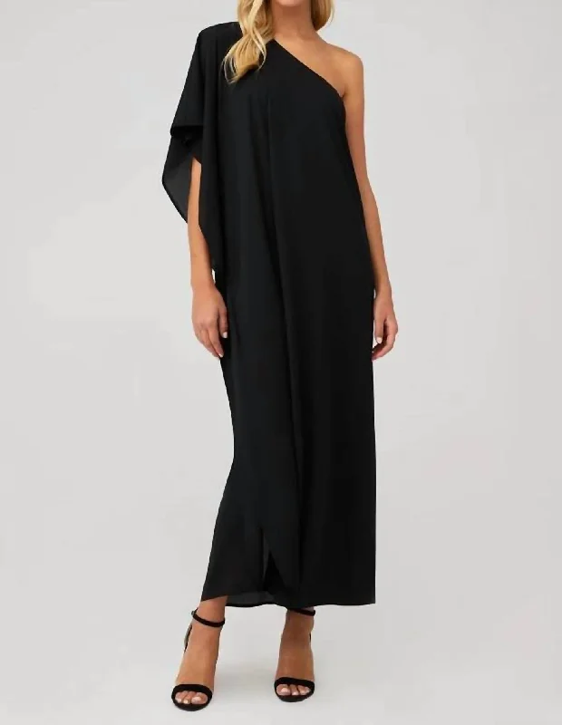 One Shoulder Tropez Maxi Dress In Black