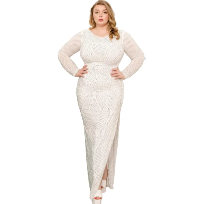 Patterned Rhinestone Plus Size Maxi Dress