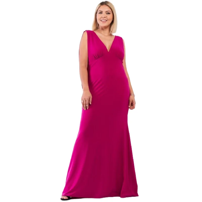 Plus Draped Back V-neck Sleeveless Maxi Dress