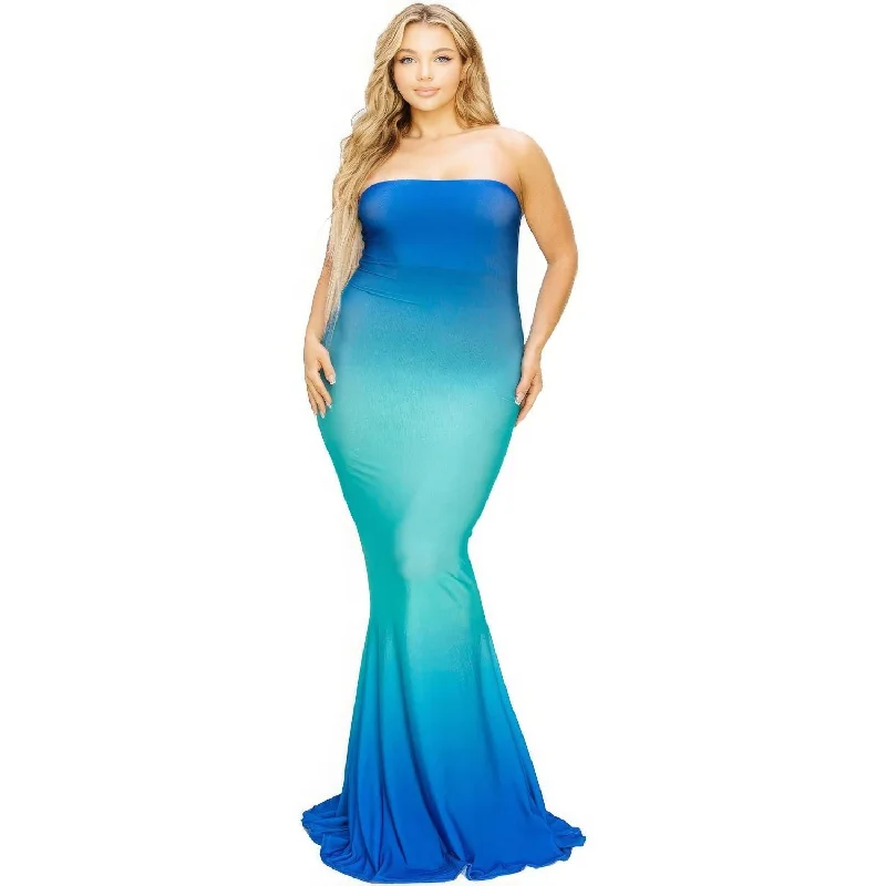 Plus Hot Summer Gradient Tube Maxi Dress