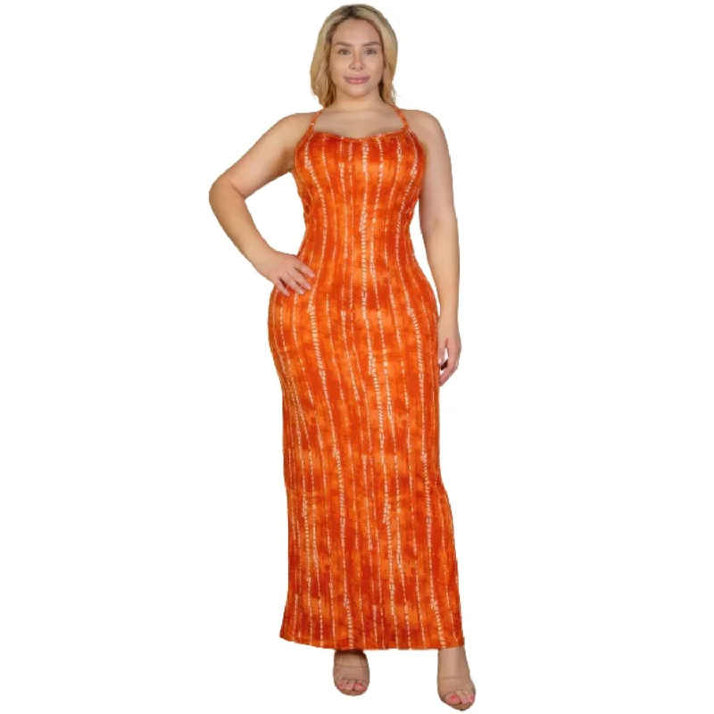 Plus Size Tie Dye Printed Cami Bodycon Maxi Dress