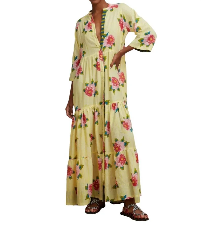 Rambaugh Barwara Maxi Dress In Light Yellow