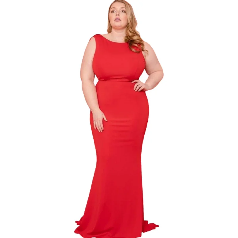 Ruffle Draped Tail Plus Size Maxi Dress