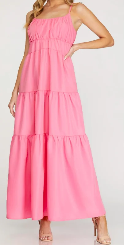 Tiered Maxi Dress In Pink