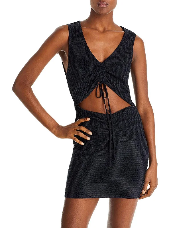 Womens Cutout V-Neck Mini Dress