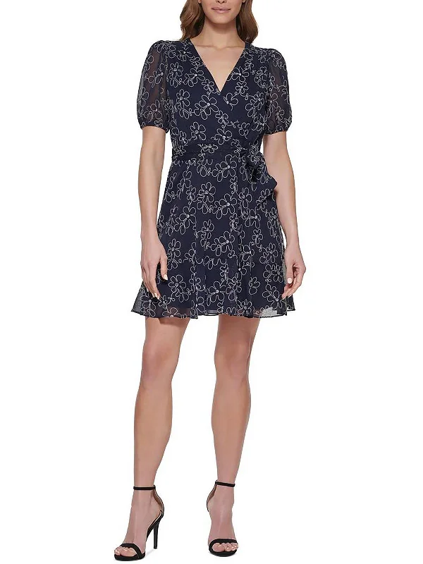 Womens Embroidered Short Mini Dress