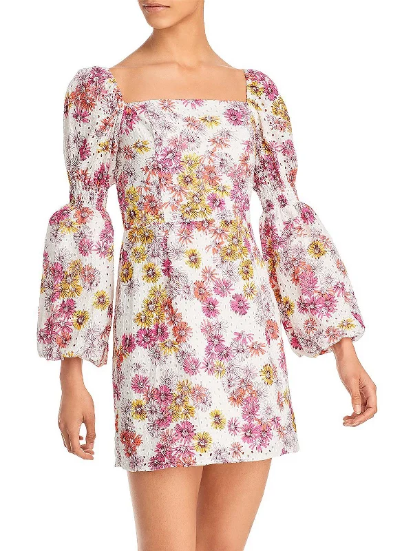 Womens Floral Print Short Mini Dress