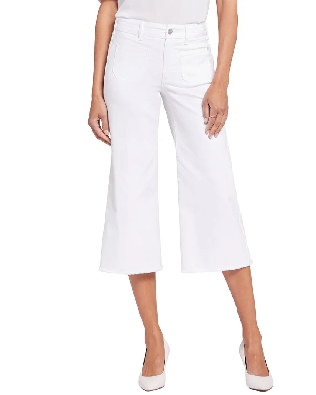 NYDJ Petite Patchie Major Wide Leg Capri Optic White Jean