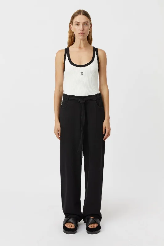 Camilla and Marc Nora Contrast Bind Scoop Neck - Soft White/Black