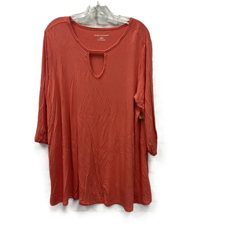 Top Long Sleeve Basic By Jessica London In Orange, Size: 1x