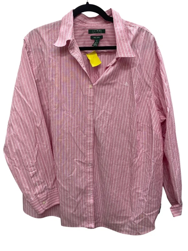 Top Long Sleeve By Lauren By Ralph Lauren In Pink, Size: 3x