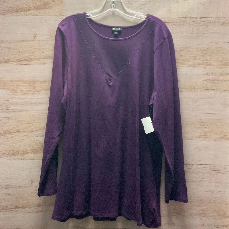 Top Long Sleeve By Torrid In Purple, Size: 4x