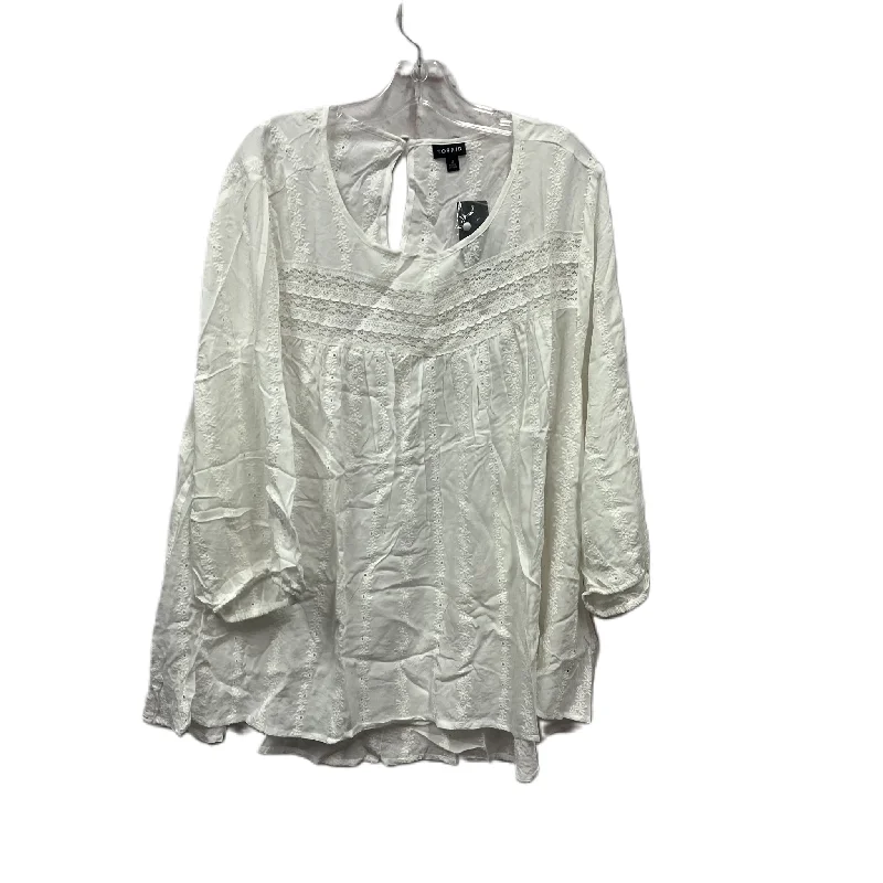 Top Long Sleeve By Torrid In White, Size: 3x